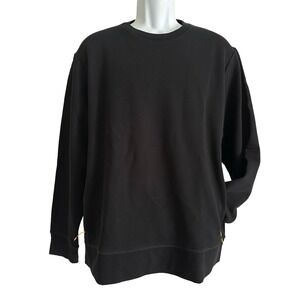 Bombas‎ Mens PULLOVER SWEATSHIRT Zip Pockets Black Long Sleeve Crew NWT L $289